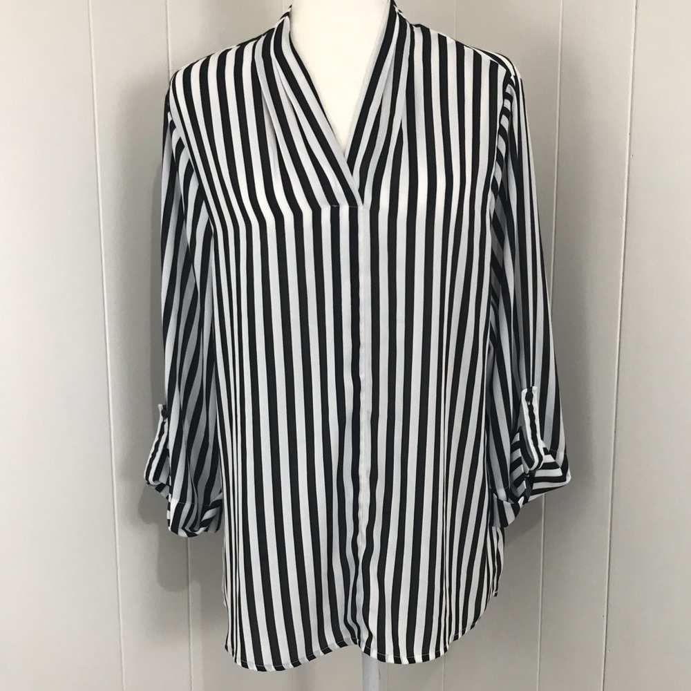 💲N touch vertical striped 3/4 sleeve blouse